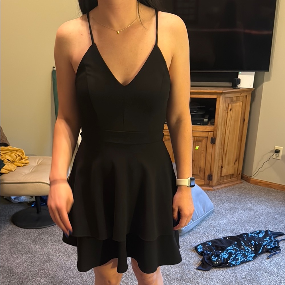 B Darlin Black Fit and Flare Mini Dress